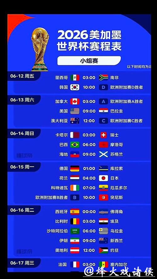 2026世界杯决赛时间揭晓